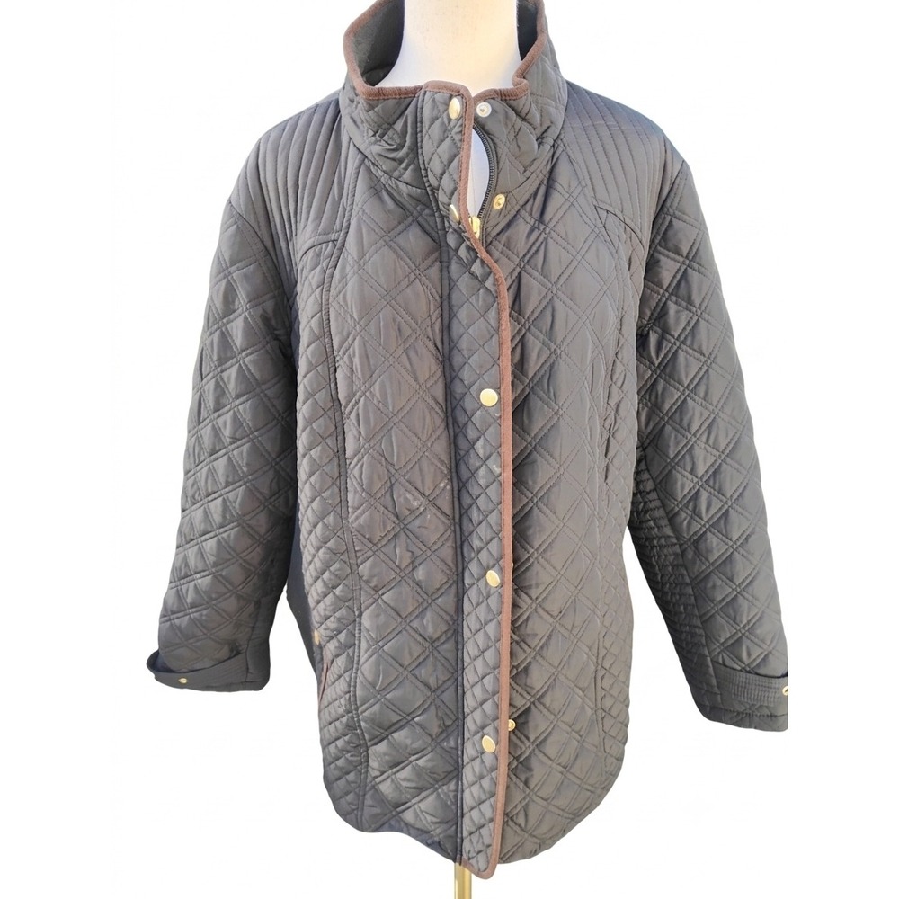 Avenue Plus Size Black Quilted Barn Coat Jacket Size 2X